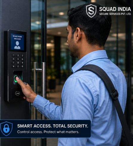 Biometric access control device installed at a secured entrance